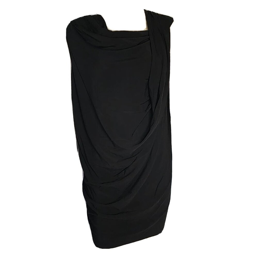 Lafeyette Dress Womens Size L Large 148 Solid All Black Drape Neck Sleeveless‎